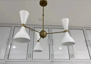 Chandelier Modern Stilnovo 3 Arms Mid Century Light Fixture Italian Light Lamp - Picture 1 of 7