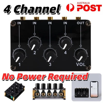 4 Channel Audio Mixer Mini Sound Console DJ Live Music Mixing Stereo Amplifier - Image 1 of 4