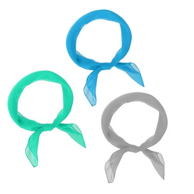Way2Like Chiffon Head Scarf Square Purse Scarf Sheer Sea Green Sky Blue Grey - Image 1 of 4