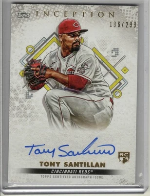 2022 TOPPS INCEPTION TONY SANTILLAN AUTO #186/299 *ROOKIES & EMERGING STARS* - Image 1 of 2