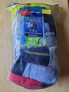 Hanes Boys Tagless Large 14-16 Boxer Briefs 13 PACK Assorted Colors Underwear - Picture 1 of 2