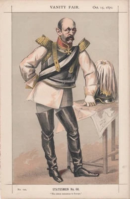 Антикварная королевская литография Отто Бисмарка Vanity Fair, 1870 г. - Изображение 1 из 2