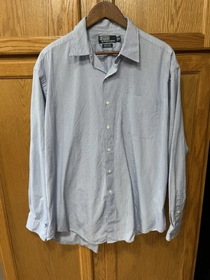 Camisa Polo Ralph Lauren Marlowe Algodón Hombres XL Abotonada Azul Rayas Foto 1 de 4