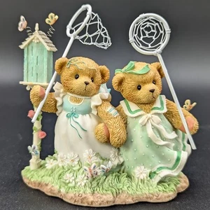 2002 CHERISHED TEDDIES YOU'VE CAUGHT MY HEART FARRAH & ANNABEL 104069 4.5" TALL - Picture 1 of 6
