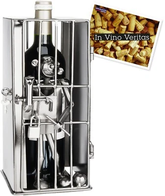 Portabottiglie Carcere con Prigionier in Metallo con Biglietto d'Auguri - Immagine 1 di 4