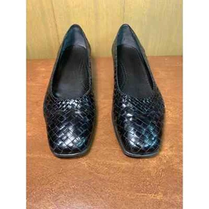 Trotters Womens Black Leather Woven Slip On Flat Loafer Size 11 Brazil - Picture 1 of 9