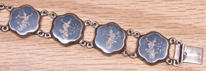 Bracciale Legato Vintage Siam Argento Sterling Smalto X218B - Foto 1 di 4