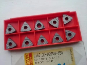 10 Sandvik threading inserts L166.0G-16MM01-150 S10T ( Ext LH L 1.5mm 1.5 ISO ) - Picture 1 of 2