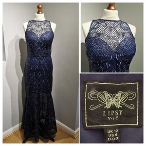 Lipsy Sequin Lace Maxi Dress VIP Fishtail Occasion Party Cruise Size 12 - Picture 1 of 19