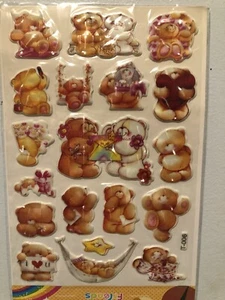 Forever Friends Bear Puffy Sticker Sheet Large Rare Vintage - Picture 1 of 3