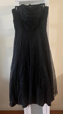 Vestido Scott Mcclintock Sin Tirantes Punto Suizo Malla Fluido Superpuesto Talla 10 con Cremallera Foto 1 de 4