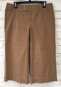 BANANA REPUBLIC Pantalone Crop Tan/Beige Kaki/Lt Marrone Cotone Gamba Larga Tg 10 - Foto 1 di 5
