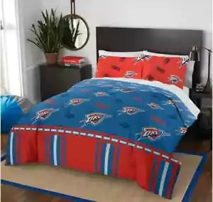 Oklahoma City Thunder NBA Rotary Queen Bed in a Bag Set Free shipping - Picture 1 of 1