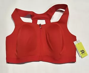 Women's Sculpt High Support Zip-Front Sports Bra - All In Motion Red 44DD - Picture 1 of 3