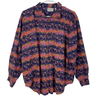 Vintage 90s Farmhouse Floral Button Down Blouse Shirt - Image 1 of 4