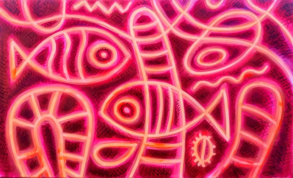 Pintura Original Peces Rosa Mikhail Khodzhayants Foto 1 de 1