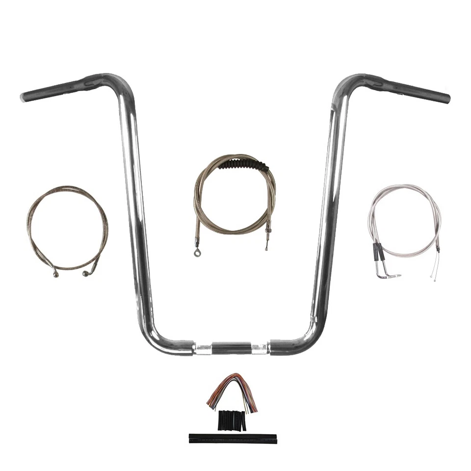 Kit de manillar Ape Hanger 1 1/4" cromado estrecho 20" 1990-1995 Harley-Davidson Dyna Foto 1 de 2