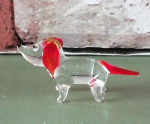 Miniature Glass Dachshund Dog Vintage Lampwork Murano Hand Blown 1960s 70s - Picture 1 of 5