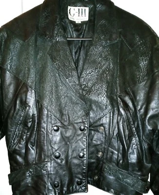 Vintage 90's GIII Leather Fashions Black Leather Jacket Medium Good Cond NOTES - Image 1 of 4
