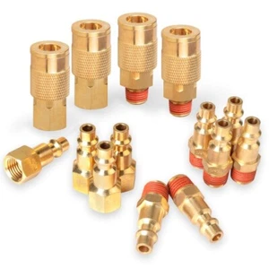 PowRyte Compresor de Aire 14 Piezas 1/4" Industrial Latón Sólido Juego de Acoplador Rápido - Imagen 1 de 4