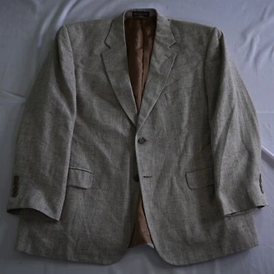 Vtg Stafford 40S Beige Herringbone Silk Soft Tweed Mens Blazer Suit Jacket Coat - Image 1 of 4