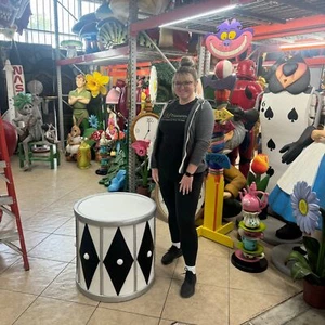 White And Silver Drum Life Size Statue Circus Christmas Prop Display Theme Decor - Picture 1 of 4