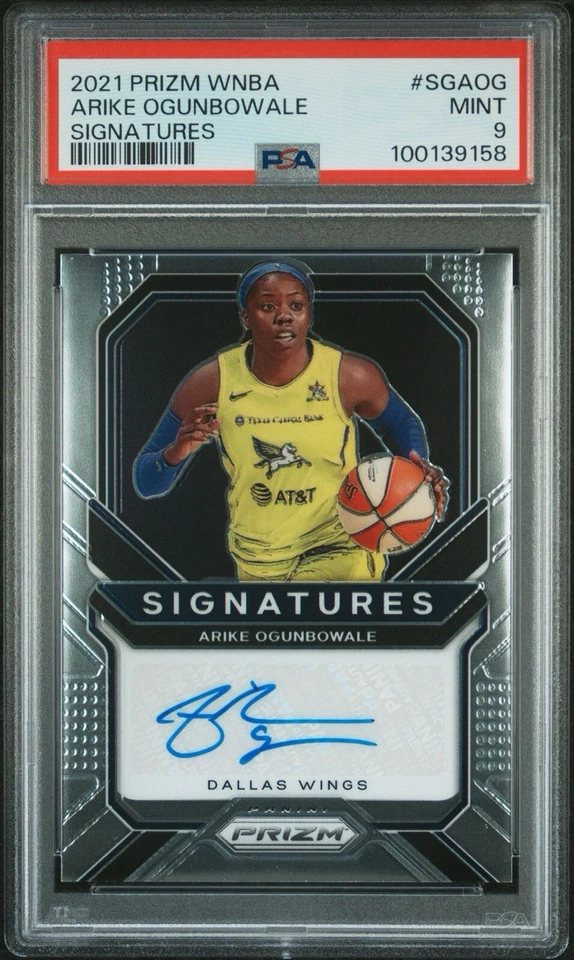 PSA 9 Arike Ogunbowale 2021 WNBA Panini Prizm Signatures Autograph Auto Card - Image 1 of 1