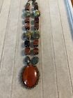 A.V Max Stone Necklace 18? Hand Knotted Tigerseye/muti Gems