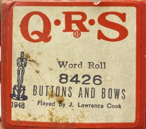  Buttons & Bows QRS 8426 Orig. Piano Roll - Picture 1 of 4