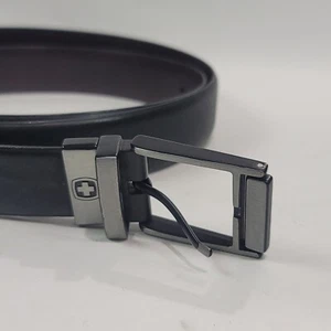Swiss Army Leather Belt Size XXL Swiss Grear, Black, 44-48” Nickel Buckle 1.25” - Picture 1 of 5