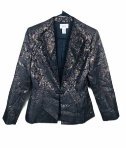 Vintage Neiman Marcus Quilted Jack Long Sleeve Metallic Paisley Sleeves Small - Picture 1 of 8