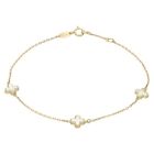 New 9Ct Yellow Gold 3 Mother Of Pearl Petal 75 Bracelet 190Mm75 9Ct Gol