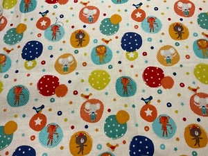 Kids Whimsical Animal fabric stars polka dots elephant tiger lion bear OOP - Picture 1 of 5
