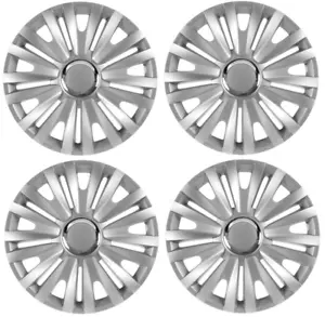 SET COMPLETO universale 4x 15" pollici copricerchi coprimozzo adatti r15 argento non nero - Foto 1 di 1