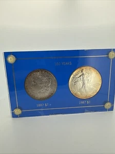 United States Silver Dollars - 1887 & 1987 - 100 Year Set - Picture 1 of 6