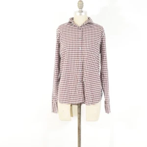 J.Crew Blouse 12 Red Check Plaid Peter-Pan Collar Long Sleeve Button-Down Shirt - Picture 1 of 9