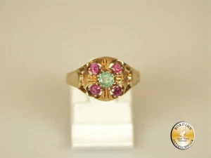 Anillo De Oro De 14 Quilates Con Rubí Y Esmeralda, Anillo De Joyas Para Damas - Imagen 1 de 6