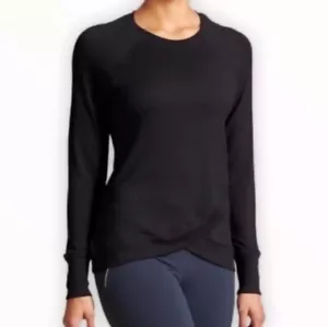 Felpa Athleta donna piccola nera modal criss cross maglione sportivo MORBIDA - Foto 1 di 6