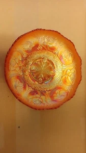 FENTON DRAGONS AND LOTUS MARIGOLD CARNIVAL GLASS BOWL - Picture 1 of 6