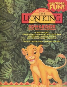 DISNEY's The Lion King Songbook -Elton John- RECORDER Fun! - book only - Picture 1 of 1