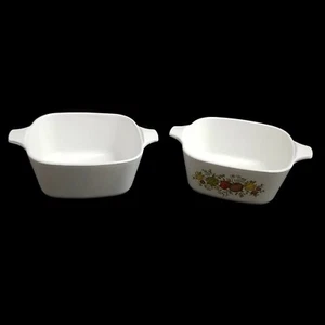 Corning Ware Pair SOL Spice of Life and Just White Petite Pans P-43-B No Lids - Picture 1 of 4
