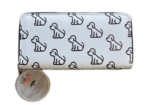 Dog Print Purse with Card Slots Large PU Leather Black & Cream - Picture 1 of 2