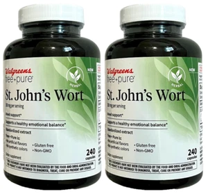 WALGREENS Free &Pure ST. JOHN'S WORT 300mg Mood Support 240ct x 2Pk=480 Capsules - Picture 1 of 1
