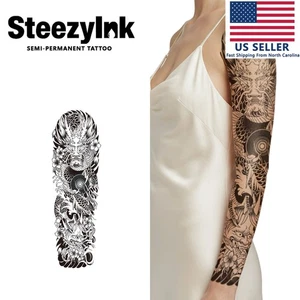 SteezyInk temporäres Tattoo Dragon Sleeve hält bis zu 2 Wochen 6 x 18 Zoll - Bild 1 von 6