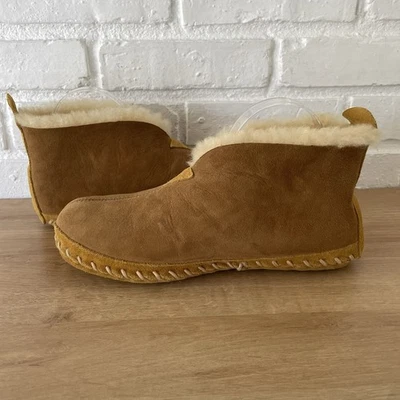 LL Bean Para hombres Marrón Gamuza Piel de Oveja Forrado Zapatilla Tobillo Casa Zapatos Botas 9 Foto 1 de 4
