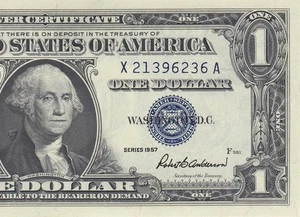 Certificado de plata 1957 Estados Unidos $1 "X" ((gema sin circular)) - Imagen 1 de 6