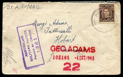 AUSTRALIA (25245): Military Forces censor cancel/FPO cover - Imagem 1 de 2