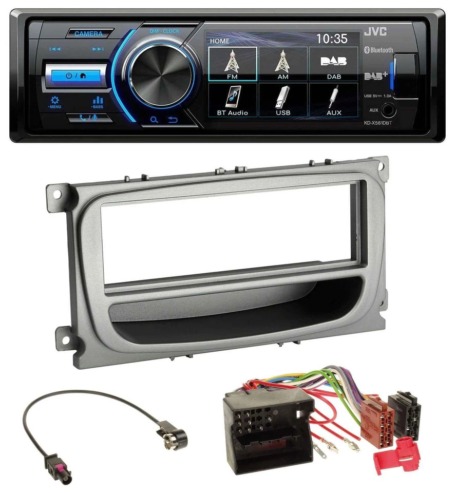 JVC Bluetooth MP3 USB DAB Autoradio für Ford Focus Galaxy C-Max ab 2007 silber A - Bild 1 von 4