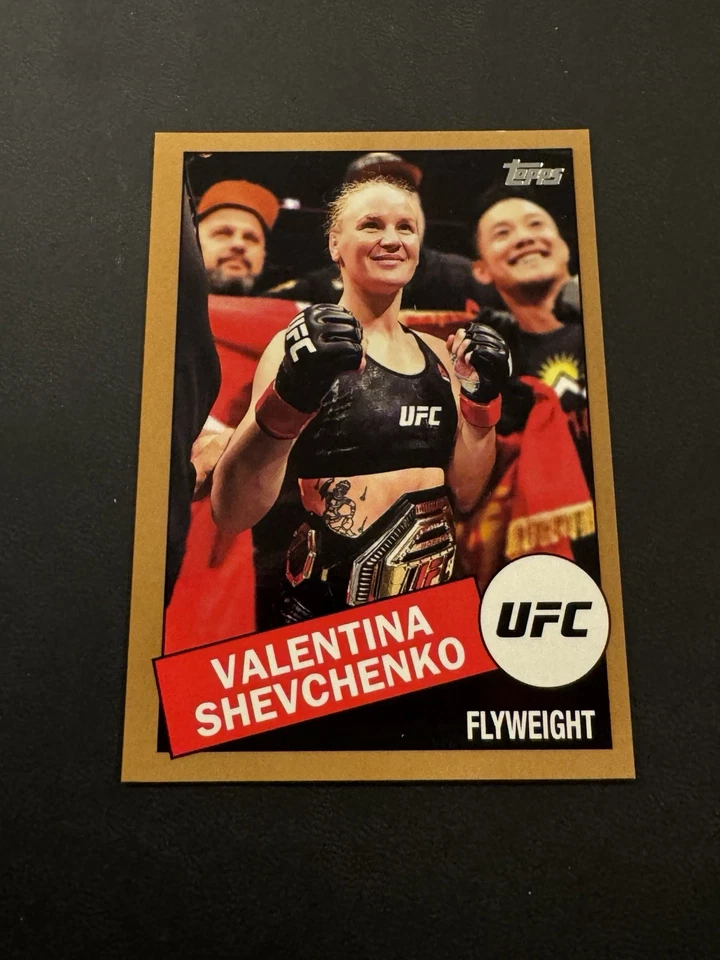 2020 Topps UFC 1985 Topps Baseball Design Gold /50 Valentina Shevchenko #85T-18 - Image 1 of 2