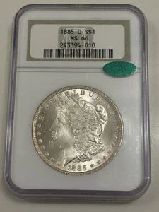 1885 0 $1 MS66 NGC GREEN CAC STICKER. - Picture 1 of 5